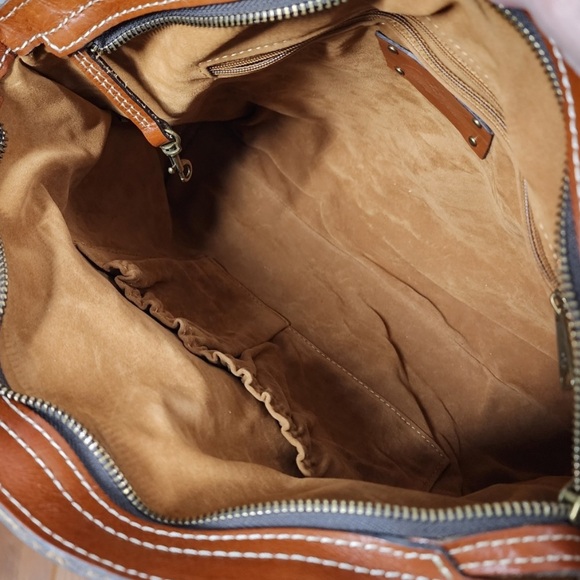 Patricia Nash Brown Poppy Tote Leather structured Shoulder Bag - Picture 7 of 12